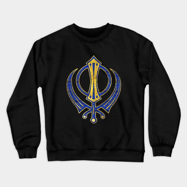 Lapis Lazuli Khanda symbol Crewneck Sweatshirt by Nartissima